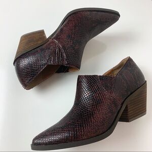 LUCKY BRAND Snake Skin Slip On Booties Size 7